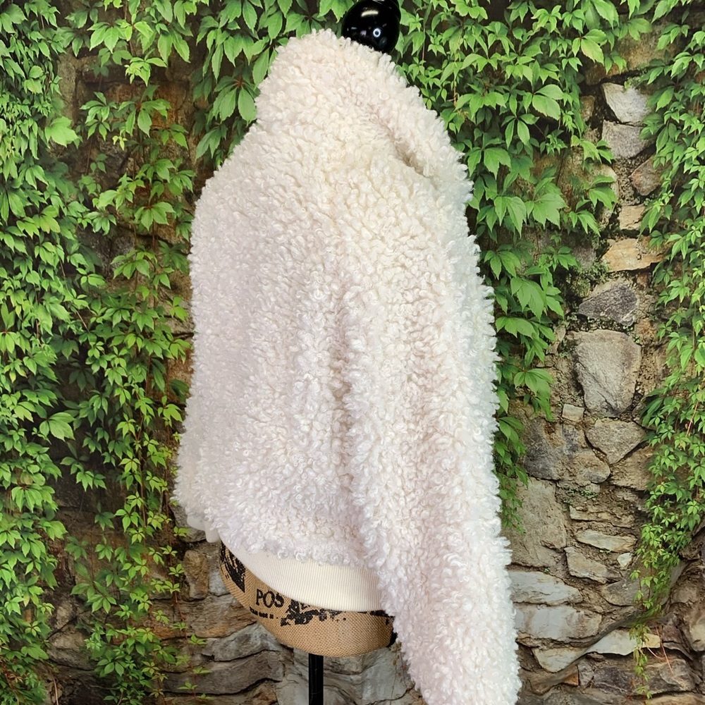MAJE Plush Off White Blanche Sherpa Style Luxury Bomber Jacket, M - Picture 11 of 16